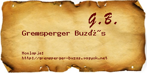 Gremsperger Buzás névjegykártya
